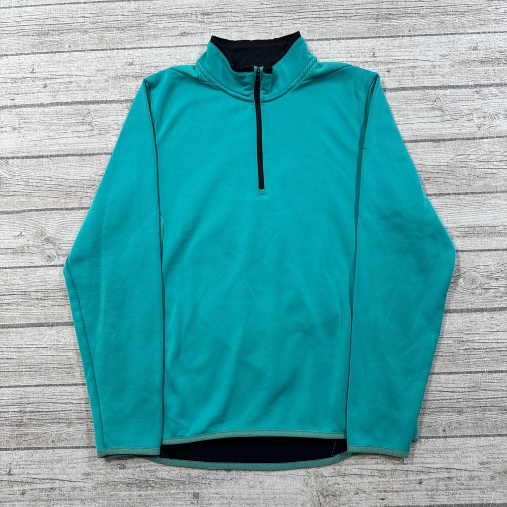Nike Golf Sweater Men's Medium Teal Therma-FIT Quarter Zip Pullover Performance